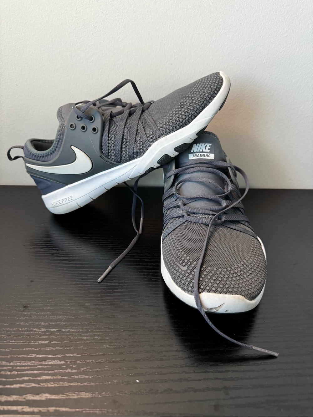 Nike Women's Gray and White Athletic Training Shoes